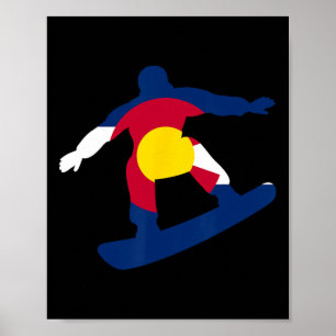 Poster Colorado Flag Winter Snowboard Men Gift