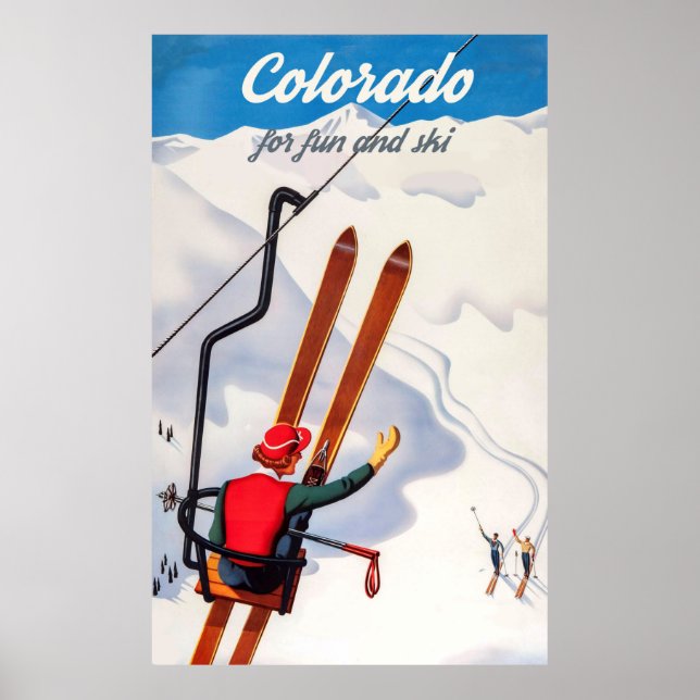 Poster Colorado para Diversão e Esqui (Frente)
