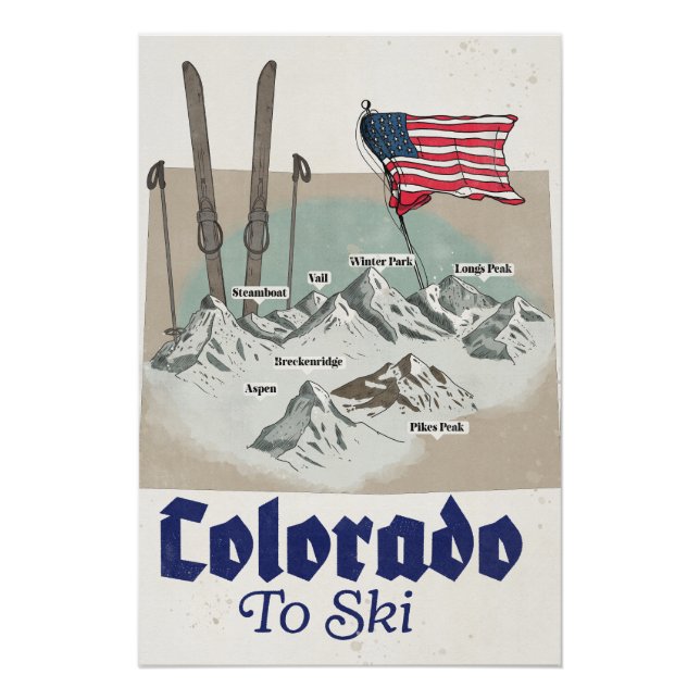 Póster Colorado para Esquiar (Frente)