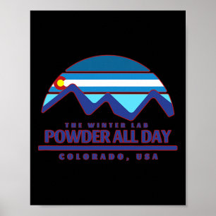 Poster Colorado Skiing Mountain Snowboard Rocky Powder