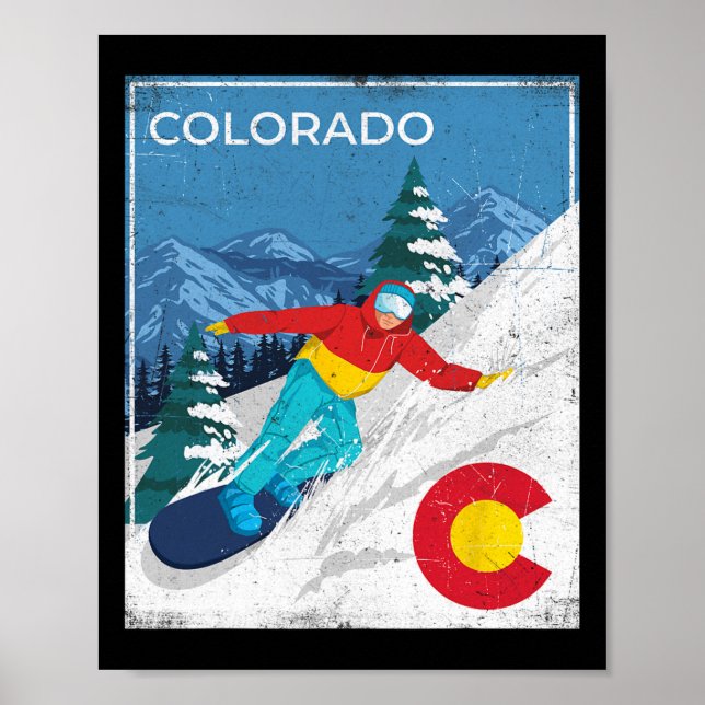 Poster Colorado - Snowboard Snowboard Snowboarder Snowboa (Frente)