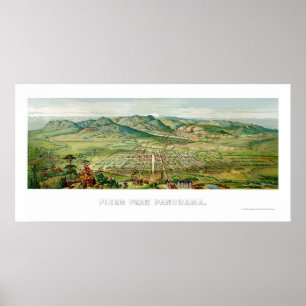 Póster Colorado Springs, mapa panorâmico do CO - 1890