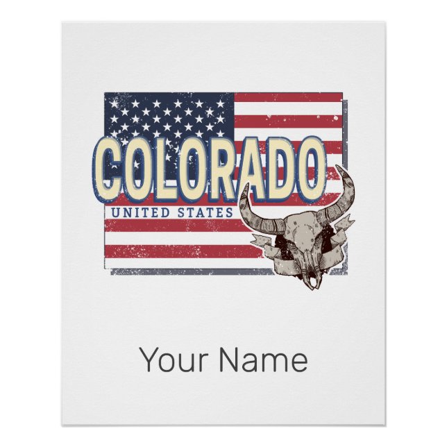 Póster Colorado United States Retro State Map Vintage EUA (Frente)