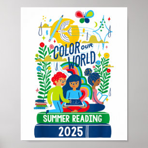Poster Colore o nosso Programa Mundial de Leitura do Verã
