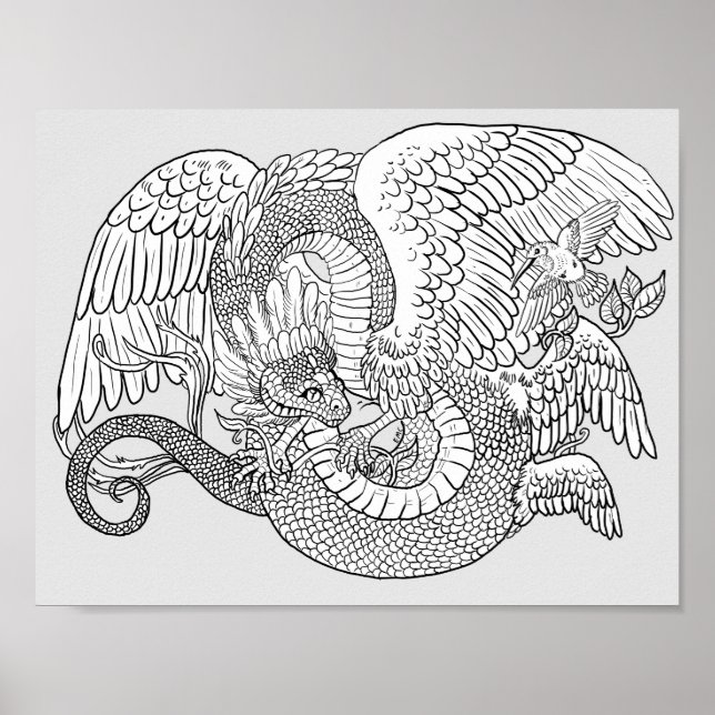 Poster Colore o seu próprio Quetzacoatl (Frente)
