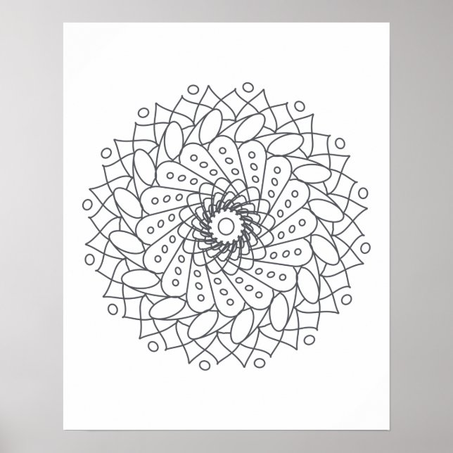Poster Colore Sua Própria Arte Da Parede Mandala (Frente)