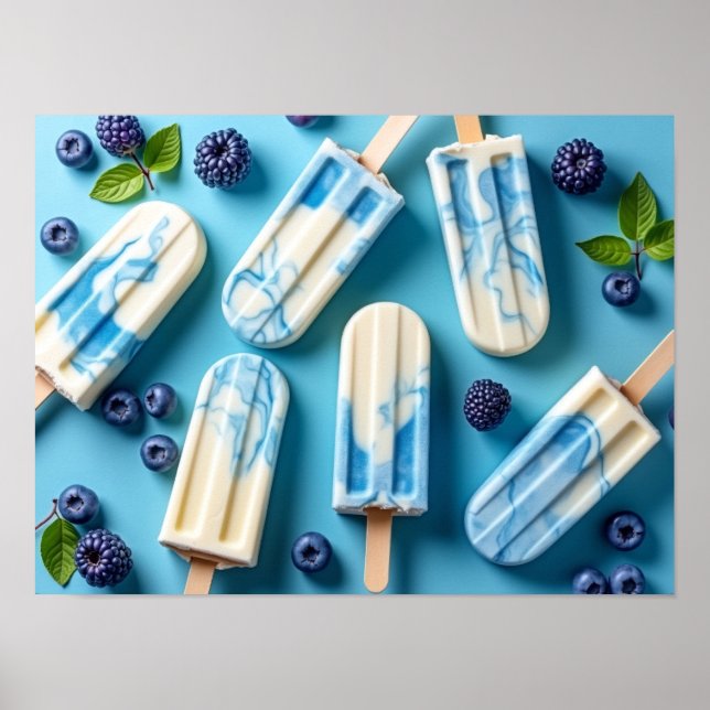 Poster Colorful Berry Ice Cream Popsicle Pattern Summer (Frente)