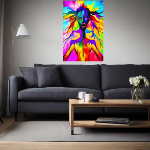 Poster Colorful bizarre portrait   AI Art