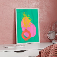 Colorful Boho Abstract Botanical Shapes in Green