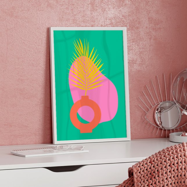 Poster Colorful Boho Abstract Botanical Shapes in Green (Criador carregado)