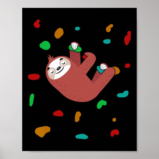 Poster Colorful Climbing Wall Sloth Climber Boulder  (Frente)