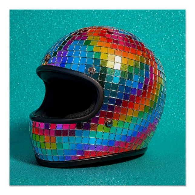 Póster Colorful Disco Helmet Print. (Frente)