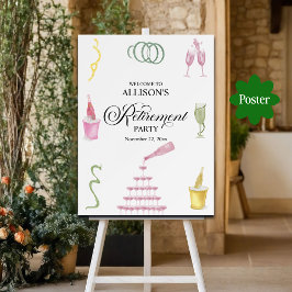 Poster Colorful Drinks Bottles Retirement Party Welcome