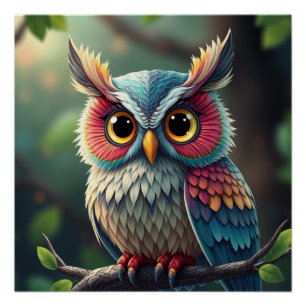 Póster Colorful Fantasy Owl