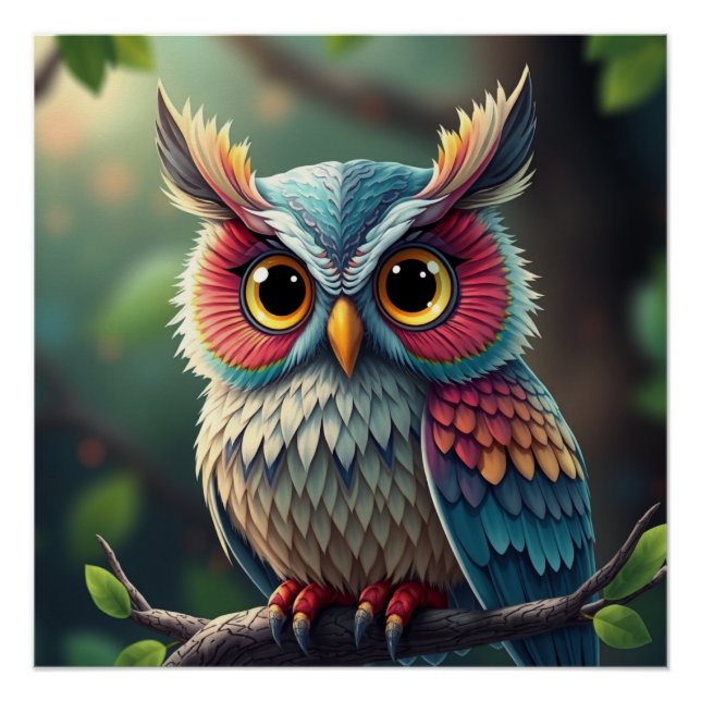Póster Colorful Fantasy Owl (Frente)