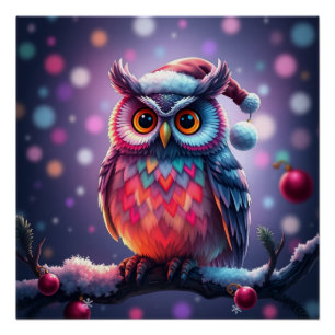 Póster Colorful Fantasy Owl
