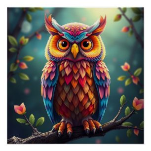 Póster Colorful Fantasy Owl