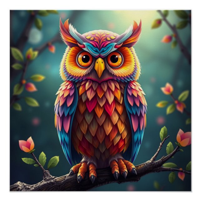 Póster Colorful Fantasy Owl (Frente)
