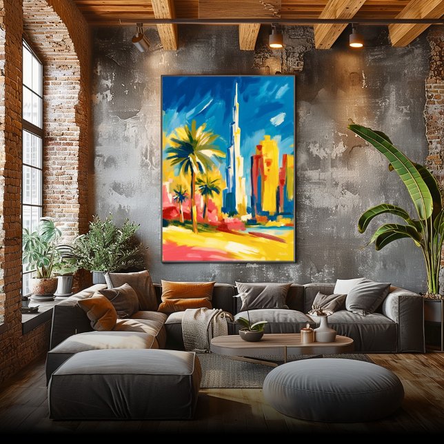 Poster Colorful Fauvist Dubai Skyline Wall Art (Criador carregado)