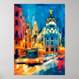 Poster Colorful Fauvist Madrid Gran Via Art