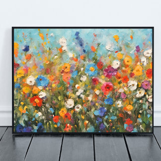 Poster Colorful Field of Wildflowers unframed