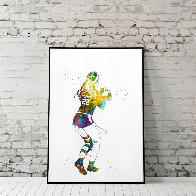 Poster Colorful Flag Football Girl (Criador carregado)