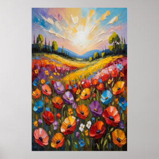 Poster Colorful Floral Canvas Art, Vibrant Flower Paintin