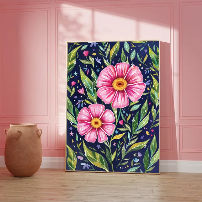 Poster Colorful Flowers Garden Botanical Illustration (Criador carregado)