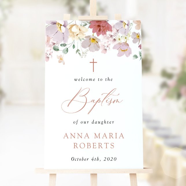 Poster Colorful Flowers, Wildflowers, Baptism Welcome (Criador carregado)