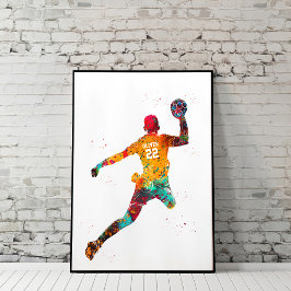 Poster Colorful Handball Player