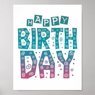 Poster colorful happy birthday for all