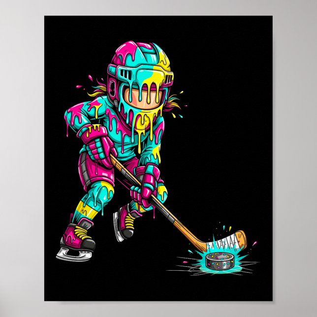 Poster Colorful Hockey Ice Cream Drip Player (1)  (Frente)