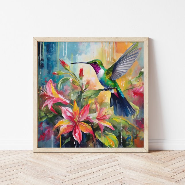 Poster Colorful Hummingbird Modern Art (Criador carregado)