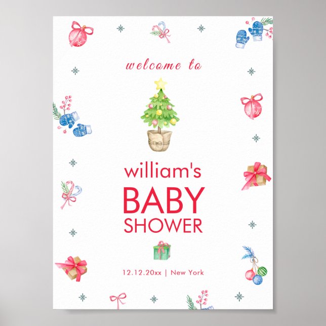 Poster Colorful It's Cold Outside Baby Shower Welcome (Frente)