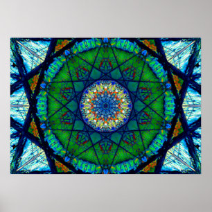 Poster Colorful Kaleidoscopic Mosaic   Abstract Mandala