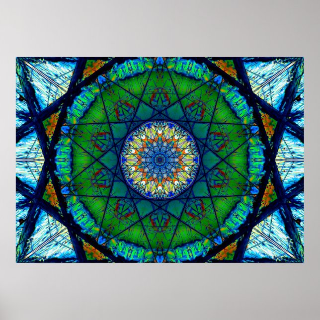 Poster Colorful Kaleidoscopic Mosaic | Abstract Mandala (Frente)