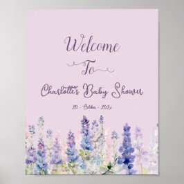Poster Colorful Lupine Flowers Baby Shower Welcome Sign