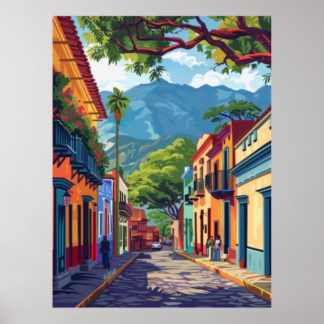 Poster Colorful Oaxaca Folk Art Vetor Illustration Poste (Frente)