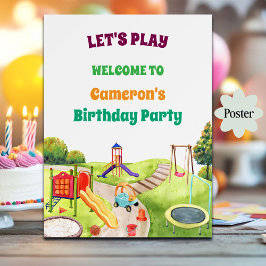 Poster Colorful Playground Birthday Party Welcome