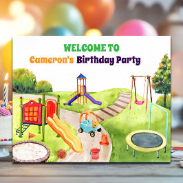 Poster Colorful Playground Birthday Party Welcome
