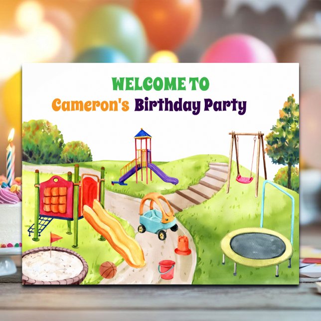 Poster Colorful Playground Birthday Party Welcome (Criador carregado)