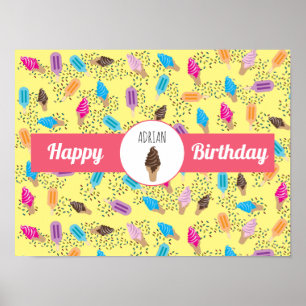 Poster Colorful Summer Ice Cream Pattern