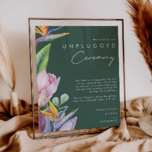 Poster Colorful Tropical Floral Green Unplugged Ceremony