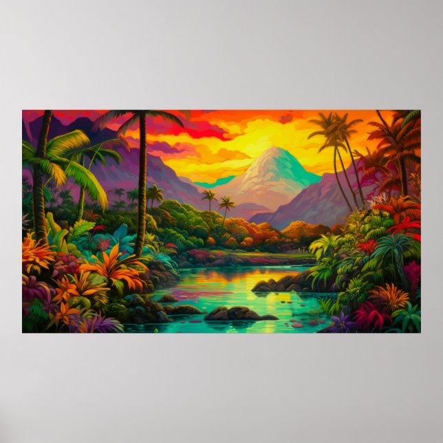 Poster Colorful Tropical Island Paradise   (Frente)