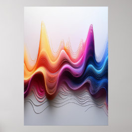 Poster Colorful Wavy Gradient Lines Abstract Art