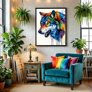 Poster Colorful Wolf 