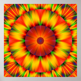 Poster Colorida Abstrato Starburst Trabalho de art