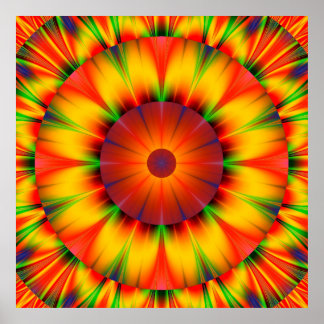 Poster Colorida Abstrato Starburst Trabalho de art