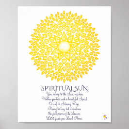 Poster Colorida Amarelo espiritual Sun Mandala