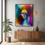 Poster Colorida Aquarela Mulher Abstrato Expressiva<br><div class="desc">Celebrar a ousada feminilidade e o talento artístico com esta vibrante mulher aquática encarada como trabalho de arte. Uma cor perfeita para espaços criativos,  salões ou interiores ecléticos modernos.</div>